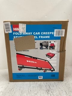 HILKA FOLD-AWAY CAR CREEPER STEEL FRAME IN RED: LOCATION - E1