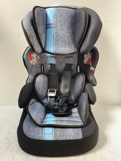 NANIA KIDS HIGH BACK CAR SEAT IN BLACK & BLUE: LOCATION - H7