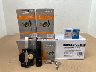 4 X GATEMATE LONG THROW LOCKS TO INCLUDE MULTI-PACK RAPESCO STAPLES: LOCATION - H9