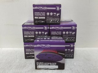 6 X BOXES OF FAST PLUS PURO HOOK & LOOP 150MM SANDING DISCS: LOCATION - C15