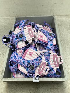 QTY OF TOUGH TRAILS PAWS BOUTIQUE DOG HARNESSES IN PURPLE/BLUE - SIZE XS: LOCATION - C10