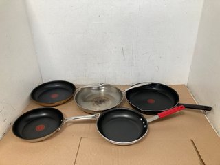 5 X ASSORTED COOKING EQUIPMENT TO INCLUDE TRAMONTINA GRANO TECHNO HEAT FRYING PAN 30CM: LOCATION - WA4