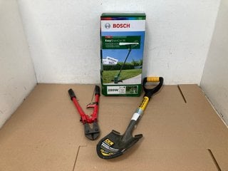 3 X ASSORTED GARDEN TOOLS TO INCLUDE BOSCH EASY GRASS CUT 26 280W GRASS TRIMMER: LOCATION - WA4