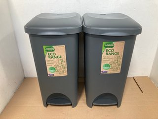 2 X ADDIS ECO RANGE BINS IN DARK GREY: LOCATION - WA4