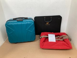 SUITLINE HARD SHELL CABIN SUITCASE IN BLUE TO INCLUDE KURGO PET CAR BOOSTER SEAT IN RED/BEIGE & HABER CRAFTS PORTFOLIO FOLDER: LOCATION - WA5