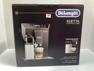 DELONGHI ELETTA CAPPUCCINO FULLY AUTOMATIC BEAN-TO-CUP COFFEE MACHINE - MODEL ECAM44.660.B - RRP £900: LOCATION - BOOTH