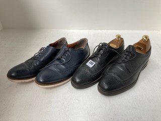 J. LINDENBERG MENS LEATHER BROGUE SHOES IN BLACK UK SIZE 9 TO INCLUDE COMMON PEOPLE LEATHER BROGUE SHOES IN NAVY UK SIZE 9: LOCATION - A15