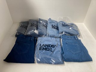 8 X PAIRS OF LADIES LANDS END STRAIGHT LEG JEANS IN MEDIUM / DARK INDIGO - UK SIZE: LARGE: LOCATION - A15