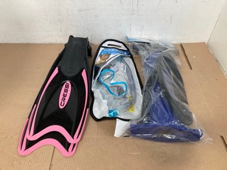 3 X ASSORTED SPORT ITEMS TO INCLUDE CRESSI JUNIOR SIZE SNORKEL COMBO KIT: LOCATION - A11