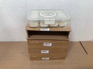 4 X STORICANS 8 COMPARTMENT STORAGE BOXES WITH REMOVABLE TRAYS IN CREAM/CLEAR: LOCATION - A10