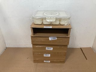 5 X STORICANS 8 COMPARTMENT STORAGE BOXES WITH REMOVABLE TRAYS IN CREAM/CLEAR: LOCATION - A10