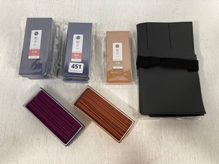 2 X WAZAKURA BONSAI TOOL ROLL LEATHER CASES IN BLACK TO ALSO INCLUDE QTY OF ASYU JAPANESE LOW SMOKE INCENSE STICKS IN VARIOUS SCENTS: LOCATION - A8