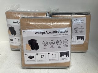 3 X PACKS OF SELF-ADHESIVE WEDGE ACOUSTIC PANELS - SIZE 12X12X2 INCHES: LOCATION - A5