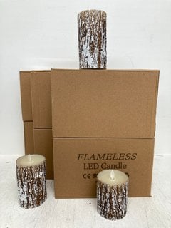 7 X SETS OF 3 LUZZUP BATTERY OPERATED CANDLES IN PINE BARK STUMP DESIGN: LOCATION - A4