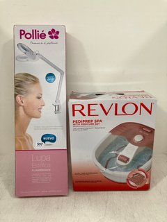 REVLON PEDIPREP SPA WITH PEDICURE SET TO ALSO INCLUDE POLLIE AESTHETIC MAGNIFYING LAMP: LOCATION - A2