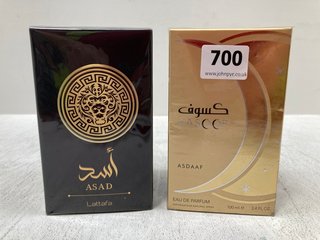 LATTAFA ASAD 100ML EAU DE PARFUM TO ALSO INCLUDE ASDAAF KASOOF 100ML EAU DE PARFUM: LOCATION - B5