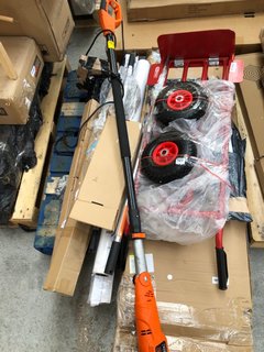 PALLET OF ASSORTED TOOLS AND OUTDOOR ITEMS TO INCLUDE KS TOOLS SACK TRUCK IN RED: LOCATION - B1 (KERBSIDE PALLET DELIVERY)