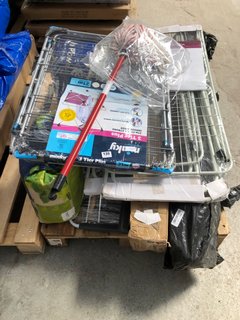 PALLET OF ASSORTED HOUSEHOLD ITEMS TO INCLUDE MINKY 3 TIER PLUS 2-IN-1 EXTRA STRONG INDOOR AIRER: LOCATION - B2 (KERBSIDE PALLET DELIVERY)