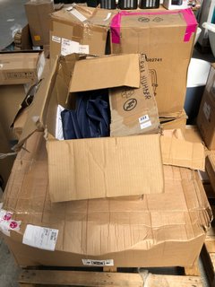 PALLET OF ASSORTED ITEMS TO INCLUDE 100CM CURVED GLASS CHIMNEY COOKER HOOD IN BLACK: LOCATION - B5 (KERBSIDE PALLET DELIVERY)