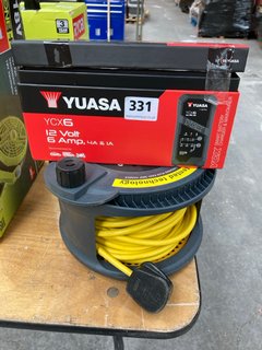 YUASA YCX6 12V 6AMP SMART BATTERY CHARGER & MAINTAINER TO INCLUDE OUTDOOR EXTENSION LEAD: LOCATION - A7