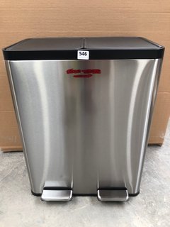 JOHN LEWIS & PARTNERS DUAL COMPARTMENT PEDAL BIN IN POLISH STAINLESS STEEL: LOCATION - B7