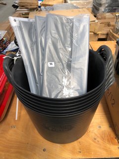 7 X PLASTIC FORTE MULTI PURPOSE BUCKETS IN BLACK TO INCLUDE 4 PACKS OF BIN BAGS: LOCATION - B1