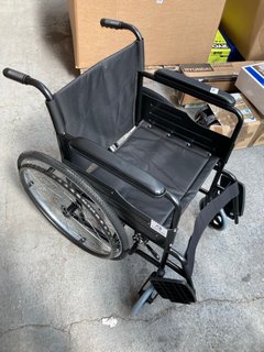 BLACK FOLDABLE WHEELCHAIR WITH TWO FOOT RESTS: LOCATION - A7