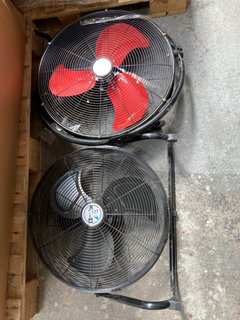 CLARKE AIR LOW STANDING FAN WITH BLACK BLADES TO INCLUDE CLARKE AIR LOW STANDING FAN WITH RED BLADES: LOCATION - A7