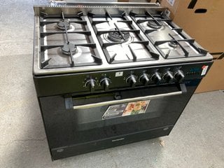 MONTPELLIER 90CM CAVITY GAS RANGE COOKER WITH HOB IN BLACK - RRP £649: LOCATION - A1