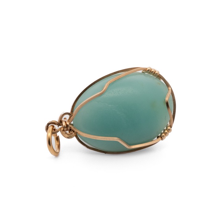 Gold Plated Metal Amazonite Pendant, 3x1.6cm, 3.1g (VAT Only Payable on Buyers Premium)