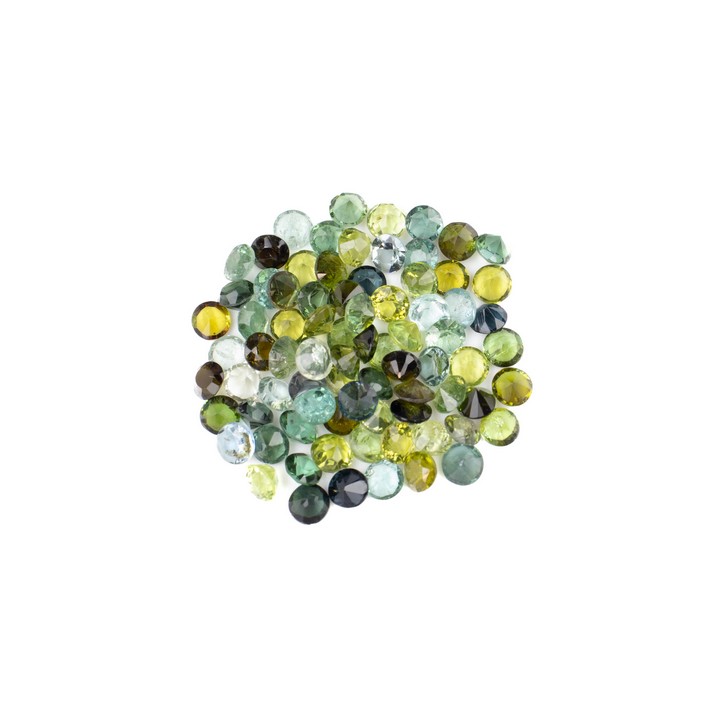 16.94ct Green Tourmaline Faceted Round-cut Parcel of Gemstones, 3.75mm