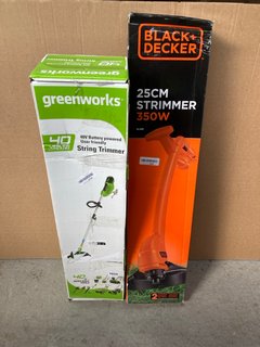 GREEN WORKS STRING TRIMMER TO INCLUDE BLACK + DECKER 350W 25CM STRIMMER: LOCATION - D17