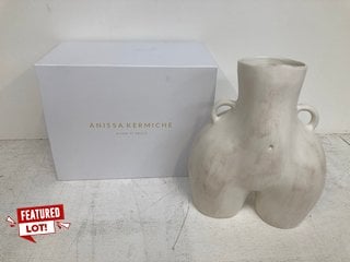 ANISSA KERMICHE LOVE HANDLES VASE IN PEARL RRP - £280: LOCATION - WHITE BOOTH