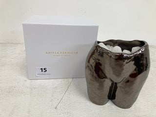 ANISSA KERMICHE SMALL LOVE HANDLES POT IN SHINE BROWN RRP - £150: LOCATION - WHITE BOOTH