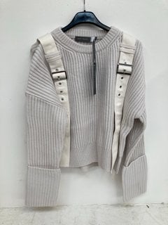 MINT VELVET WOOL BLEND STRAP JUMPER IN CREAM SIZE: S RRP - £119: LOCATION - WHITE BOOTH