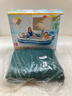 LARGE PLASTIC COVER IN DARK GREEN TO INCLUDE INTEX WET SET COLLECTION CHILDRENS WATER PLAY SET: LOCATION - A9