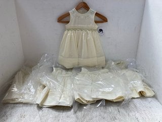 5 X SARAH LOUISE CHILDRENS SLEEVELESS LIGHT FLOWER PATTERN PLEATED DRESSES IN YELLOW SIZE: 2 YRS: LOCATION - B17