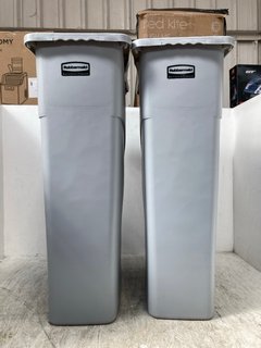 2 X RUBBERMAID LARGE PLASTIC WASTE BINS IN GREY: LOCATION - B13