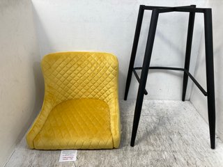 QUILTED VELVET BAR STOOL IN YELLOW: LOCATION - B9