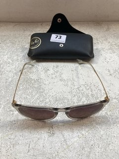 RAY BAN WOMENS TINTED LENS SUNGLASSES WITH LEATHER COVER CASE: LOCATION - A2