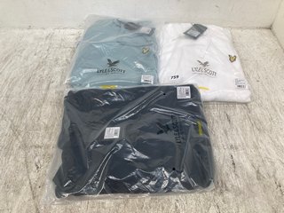 3 X ASSORTED LYLE & SCOTT PULLOVER HOODIES IN VARIOUS COLOURS SIZE: M AND L: LOCATION - B1