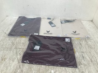 4 X ASSORTED LYLE & SCOTT MENS EAGLE TSHIRTS IN COVE AND BURGUNDY SIZE: M, L AND XXL: LOCATION - B1