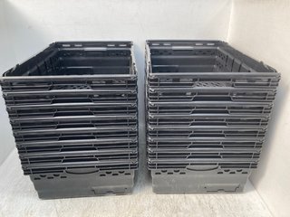 QTY OF LARGE PLASTIC HANDLED CRATES IN BLACK: LOCATION - B1