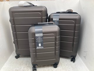 3 X BORDERLINE HARDSHELL TRAVEL SUITCASES IN BROWN: LOCATION - C1