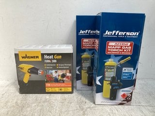 3 X JEFFERSON INFERNO MAPP GAS TORCH KITS TO INCLUDE WAGNER FURNO 300 HEAT GUN: LOCATION - C3