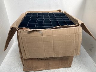 BOX OF NEAT PLASTIC GRID PIECES IN BLACK: LOCATION - C9