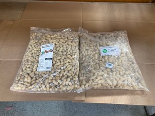 2 X WHOLE FOOD EARTH ROASTED PEANUTS IN SHELLS (MONKEY NUTS) 2KG BB: 08/24: LOCATION - C13