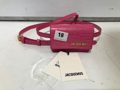 JACQUEMUS CROC EMBOSSED LEATHER BELT BAG IN PINK - RRP £350