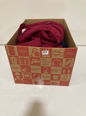 BOX OF ASSORTED WOMEN'S CLOTHING TO INCLUDE DANNII MINOGUE SUEDE BIKER STYLE JACKET IN BURGUNDY SIZE 12 TO INCLUDE DANNII MINOGUE SUEDE BIKER STYLE JACKET IN BURGUNDY SIZE 10