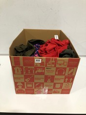 BOX OF ASSORTED WOMEN'S CLOTHING TO INCLUDE KIM&CO SOFT TOUCH BUTTON JUMPER IN RED SIZE SMALL